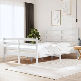 vidaXL Estrutura de cama 140x190 cm madeira de pinho maciça branco