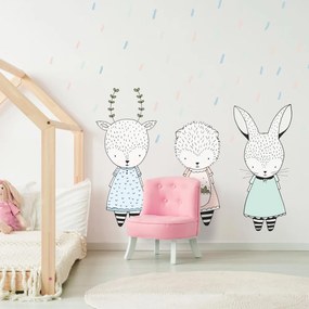 Animais com confetes em tons pastel - autocolantes de parede