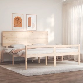 vidaXL Cama para idosos super king size com cabeceira madeira maciça