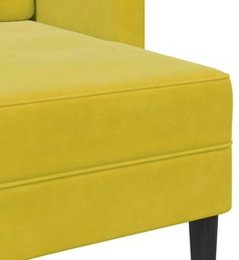 Sofá 2 lugares com Chaise em L 125 cm veludo amarela