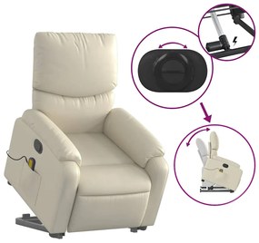 Poltrona reclinável de massagens couro artificial cor creme