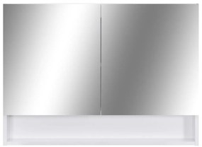 Armário espelhado casa de banho com LED 80x15x60 cm MDF branco