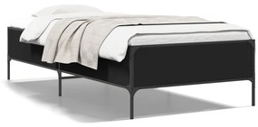 Estrutura de cama 90x190 cm derivados de madeira e metal preto