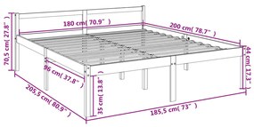 Estrutura de cama super king 180x200 cm pinho maciço branco