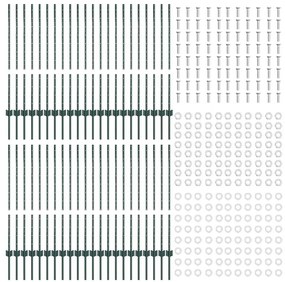 Postes de Cerca Prateados 44 pcs Verde 100 x 1 m