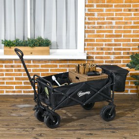 Carrinho de Transporte Dobrável com Bolsa Térmica Removível Capacidade 100 kg para Campismo Praia 113x57x77-100 cm Preto