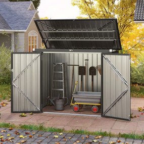Abriigo Jardim com fechadura e duas aberturas, 2 portas, estrutura em metal para quintal, 172 x 95,5 x 130 cm, verde