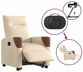 Poltrona reclinável elevatória elétrica tecido cor creme