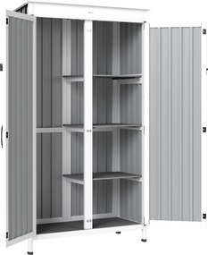 Outsunny Abrigo de Jardim 94x43x166 cm Armário para Ferramentas com 2 Prateleiras Ajustáveis e 2 Portas Preto | Aosom Portugal