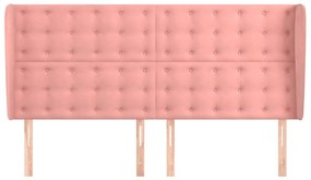 Cabeceira cama c/ abas veludo 203x23x118/128 cm rosa