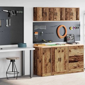 vidaXL Armários de garagem 2 pcs derivados de madeira madeira velha