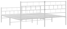 Estrutura de cama com cabeceira e pés 200x200 cm metal branco