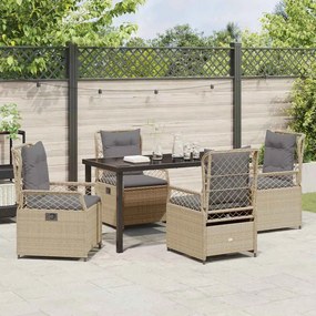 Conjunto de jantar de jardim 5 peças bege em polyrattan.
