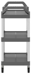 Carrinho c/ 3 prateleiras 81x41x92 cm alumínio cinzento