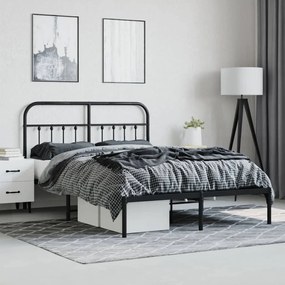 Estrutura de cama com cabeceira 140x190 cm metal preto