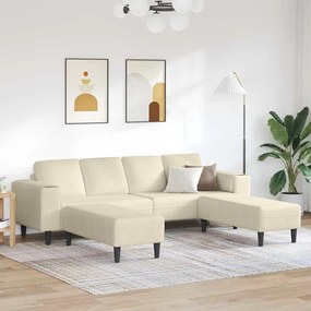 vidaXL Sofá de Tecido Creme 208 cm Tecido de veludo côtelé