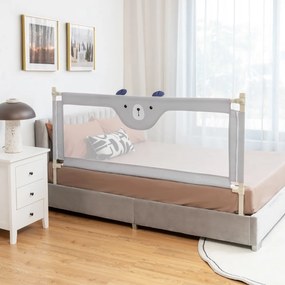 Barra Proteção de cama para crianças 174,5 cm Barra de cama dobrável com elevador vertical duplo bloco de segurança cinza