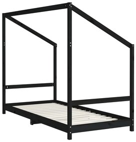Estrutura de cama infantil 2x(90x200) cm pinho maciço preto