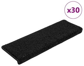 Tapetes de escadas 30 pcs 65x21x4 cm preto