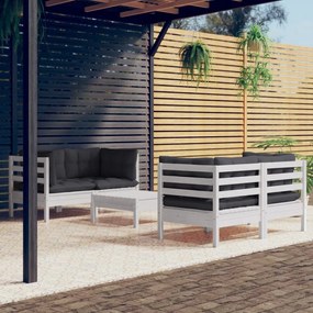 vidaXL 5 pcs conj. lounge de jardim com almofadões antracite pinho