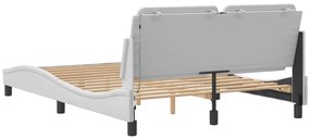 Estrutura de cama c/ luzes LED 120x200 cm couro artif. branco