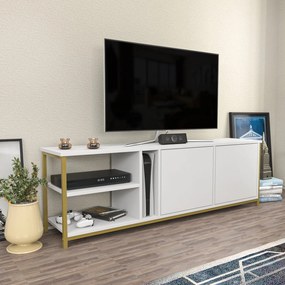 Móvel TV Primrose – Branco e Dourado – 160 cm x 35,3 cm x 50,8 cm