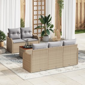 Conjunto de Sofá de Jardim vidaXL de 6 Peças com Almofadas Bege de Rat