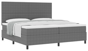 Cama Box Spring com Colchão Cinza Claro 200x200 cm Tecido de Corduroy