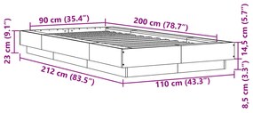 Estrutura de cama 90x200 cm derivados de madeira preto