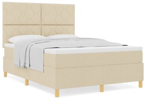 Cama Box Spring com Colchão Creme 140x200 cm Tecido