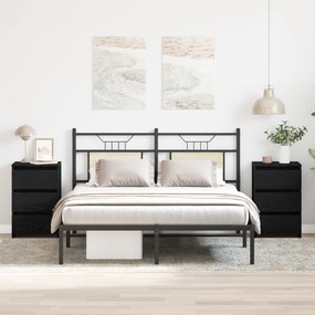 Cômodas de cabeceira vidaXL 2 pcs Carvalho Preto 40x35x62,5 cm Madeira engenheirada
