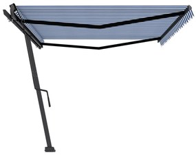 Toldo retrátil manual independente 500x350 cm azul e branco
