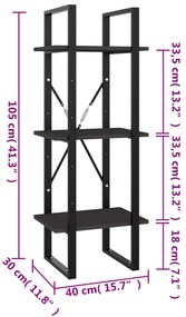 Estante c/ 3 prateleiras derivados de madeira cinza