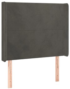 Cama box spring c/ colchão/LED 90x200 cm veludo cinzento-escuro