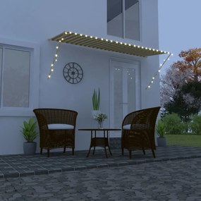 vidaXL Toldo retrátil com LED 400x150 cm amarelo e branco