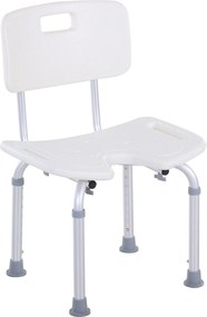 Banco de duche, cadeira de duche ergonómica, altura ajustável, pés antiderrapantes, carga máxima de 136 kg, alumínio e HDPE