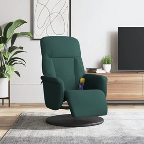 vidaXL Cadeirão massagens reclinável c/ apoio pés veludo verde-escuro