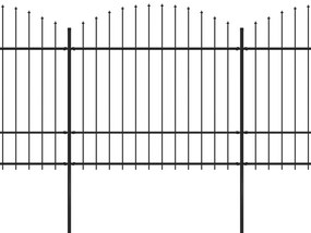 Cerca de jardim com topo em lanças (1,5-1,75)x15,3 m aço preto