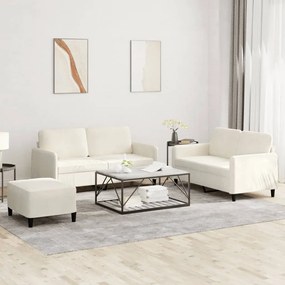 3 pcs conjunto de sofás veludo cor creme