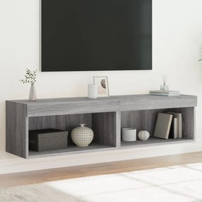 vidaXL Móveis de TV com luzes LED 2 pcs 60x30x30 cm cinzento sonoma