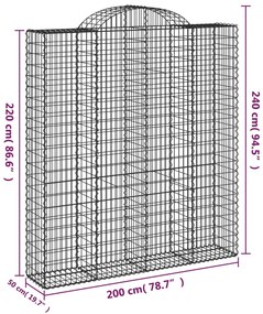 Cestos gabião arqueados 6pcs 200x50x220/240cm ferro galvanizado