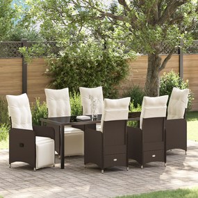 Conjunto de Jantar de Jardim de 7 Peças da com Almofadas em Rattan Pol