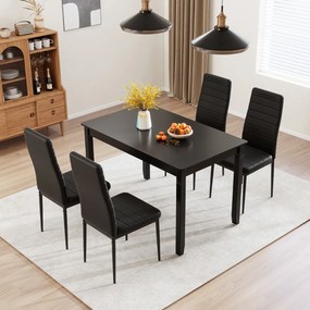 Conjunto de 4 cadeiras de jantar (MESA NÃO INCLUIDA) estofadas sem braços com assento e encosto almofadados Pernas de metal em pele artificial para a