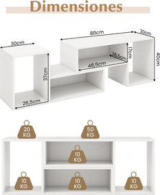 Móvel de TV de 2 peças para sala design inteligente 50/55/60 polegadas Branco