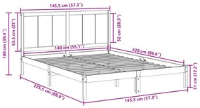 Cama extra longa sem colchão 140x220 cm madeira maciça
