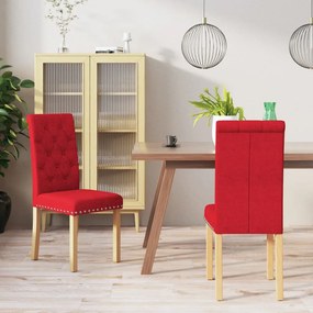 vidaXL Cadeiras de jantar 2 pcs tecido vermelho tinto
