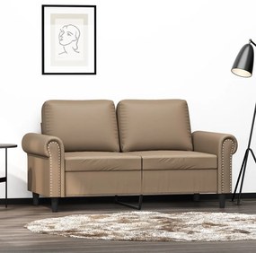 Sofá de 2 lugares 120 cm couro artificial cor cappuccino