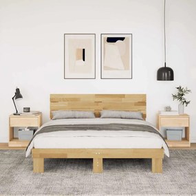Estrutura cama cabeceira sem colchão 150x200 cm maciça carvalho
