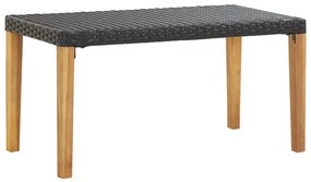 vidaXL Banco de jardim 120 cm vime PE e madeira de acácia maciça preto