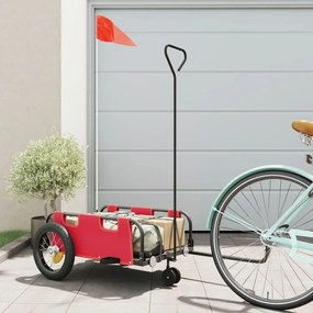 vidaXL Reboque de bicicleta tecido oxford/ferro vermelho